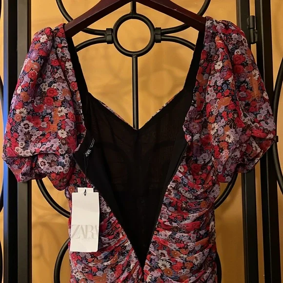 ZARA Multicolor Floral Mini Dress - Picture 11 of 16